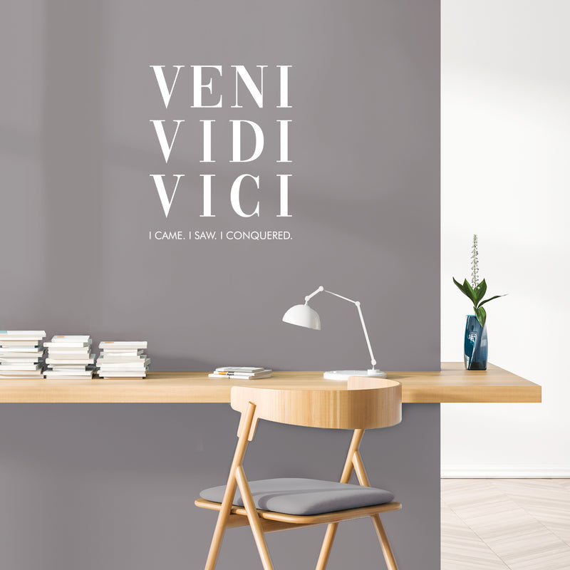 Vinyl Wall Art Decal - Veni Vidi Vici - Julio Cesar - 20.5" x 17" - Trendy Inspirational Positive Self Esteem Quote Sticker For Office Conference Room Business Store Gym Fitness Coffee Shop Decor 2