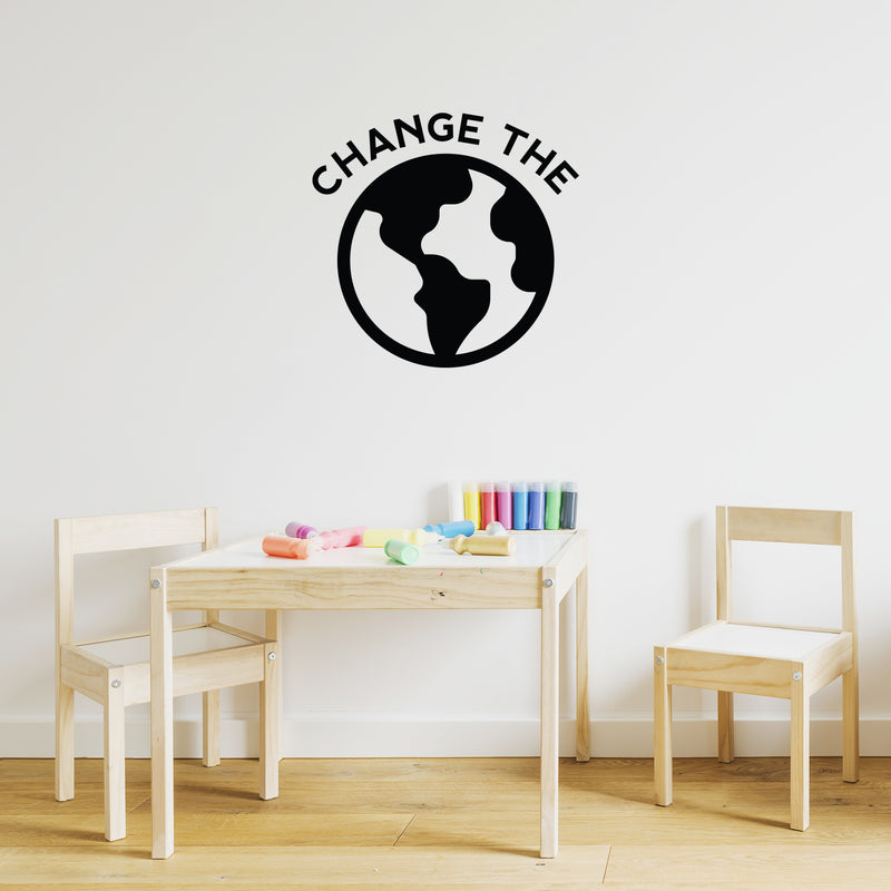 Vinyl Wall Art Decal - Change the world - Trendy Inspirational Positive Mind Change Quote Sticker For Bedroom Living Room Playroom Office School Classroom Coffee Shop Decor 2