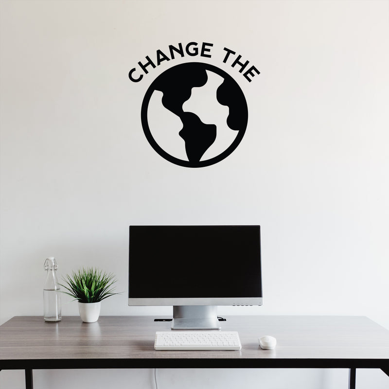 Vinyl Wall Art Decal - Change the world - 21" x 22" - Trendy Inspirational Positive Mind Change Quote Sticker For Bedroom Living Room Playroom Office School Classroom Coffee Shop Decor 3