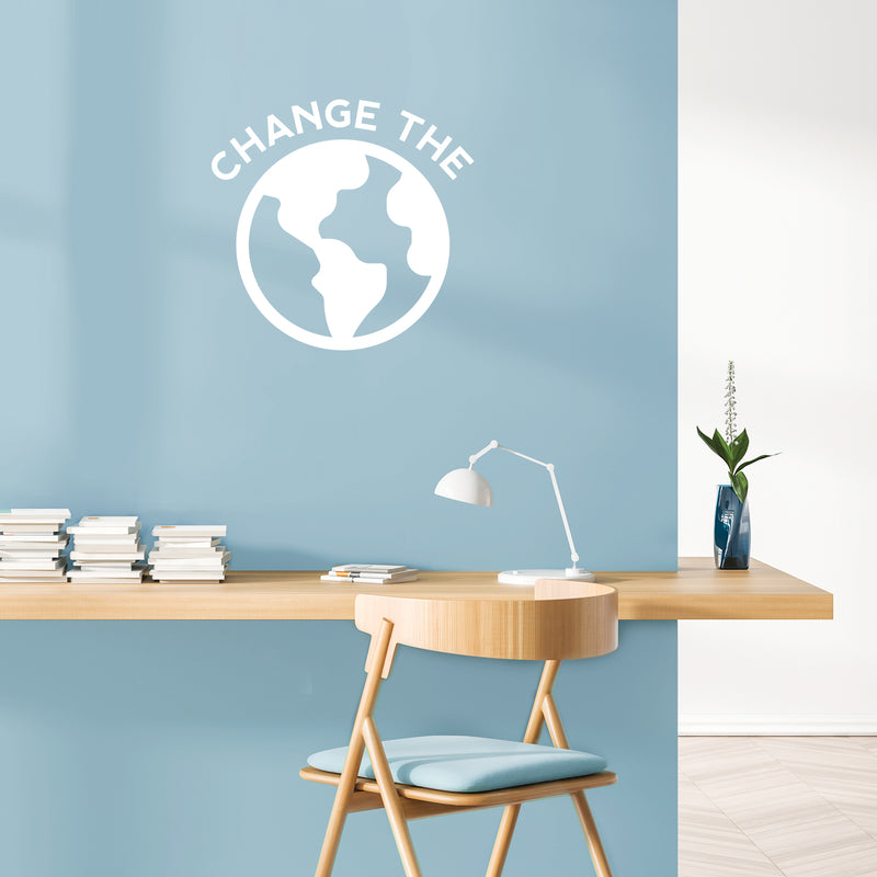 Vinyl Wall Art Decal - Change the world - 21" x 22" - Trendy Inspirational Positive Mind Change Quote Sticker For Bedroom Living Room Playroom Office School Classroom Coffee Shop Decor 2