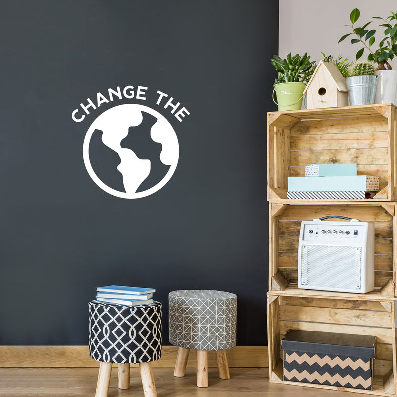 Vinyl Wall Art Decal - Change the world - 21" x 22" - Trendy Inspirational Positive Mind Change Quote Sticker For Bedroom Living Room Playroom Office School Classroom Coffee Shop Decor 3