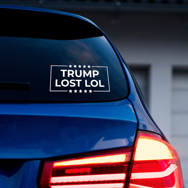 Vinyl Wall Art Decal - Trump Lost Lol - Trendy Funny Sarcastic Adult Elections Joke Quote Sticker For Business Office Store Coffee Shop Entrance Door Windows Decor 1