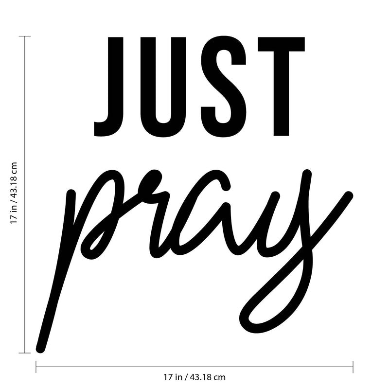 Vinyl Wall Art Decal - Just Pray - 17" x 17" - Trendy Optimistic Inspirational Cute Thankful Life Quote Sticker For Bedroom Bathroom Closet Kids Room Living Room Playroom Decor 4