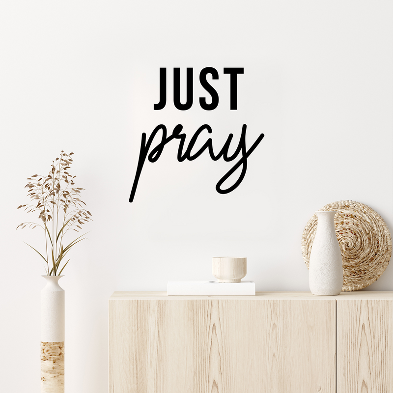 Vinyl Wall Art Decal - Just Pray - 17" x 17" - Trendy Optimistic Inspirational Cute Thankful Life Quote Sticker For Bedroom Bathroom Closet Kids Room Living Room Playroom Decor 3