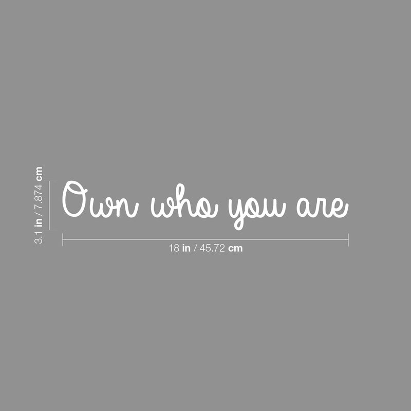 Vinyl Wall Art Decal - Own Who You Are - 3.1" x 18" - Modern Inspirational Cute Optimistic Self Esteem Quote Sticker For Bedroom Closet Bathroom Living Rom Kids Room Playroom School Decor 4