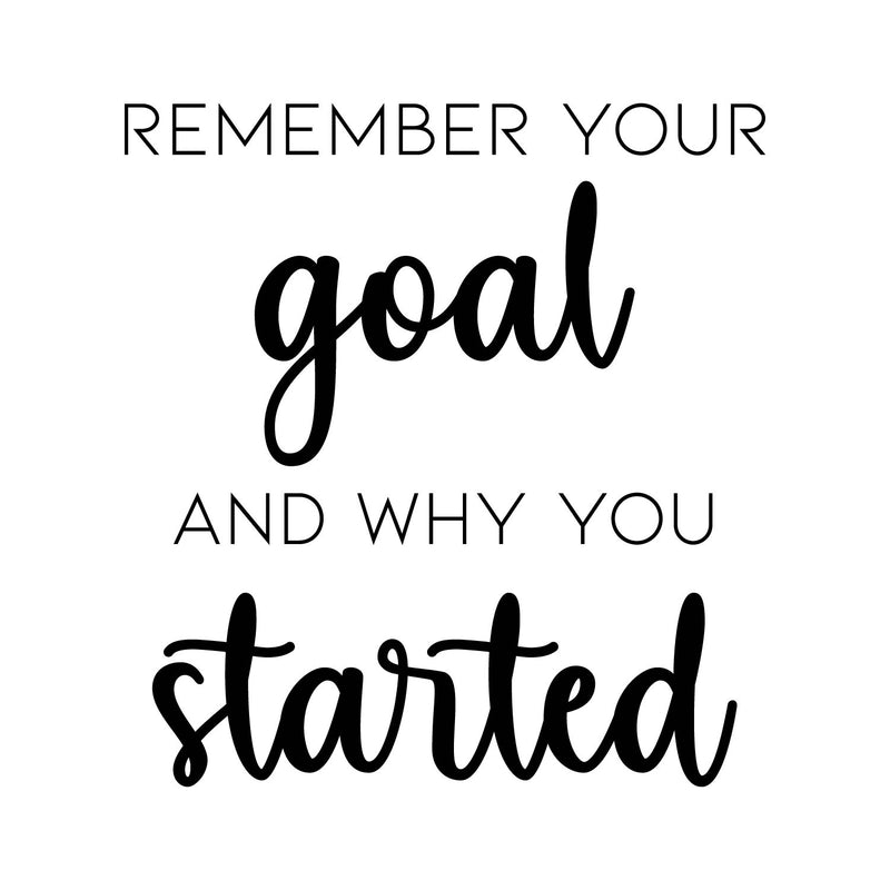 Vinyl Wall Art Decal - Remember Your Goal And Why You Started - Trendy Motivational Good Vibes Quote Sticker For Office Business Store Gym Fitness School Playroom Kids Room Decor 1