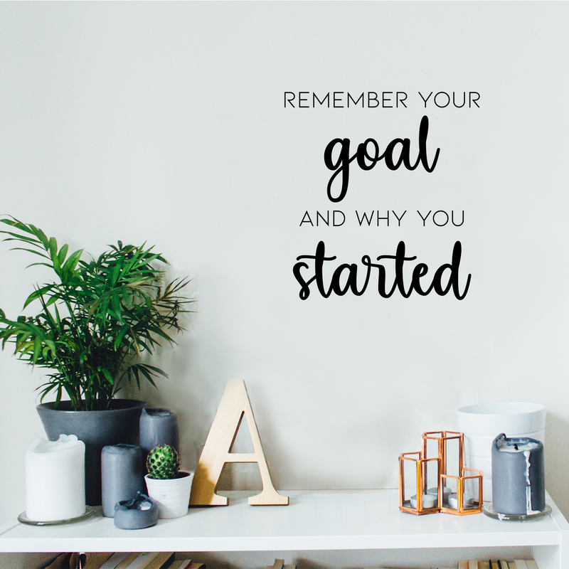 Vinyl Wall Art Decal - Remember Your Goal And Why You Started - 16" x 15" - Trendy Motivational Good Vibes Quote Sticker For Office Business Store Gym Fitness School Playroom Kids Room Decor 2