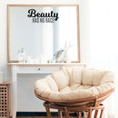 Vinyl Wall Art Decal - Beauty Has No Race - 9.5" x 22" - Trendy Inspirational Positive Cute Girly Quote Sticker For Girls Room Bedroom Closet Bathroom Playroom Yoga Ballet School Feminine Decor 3