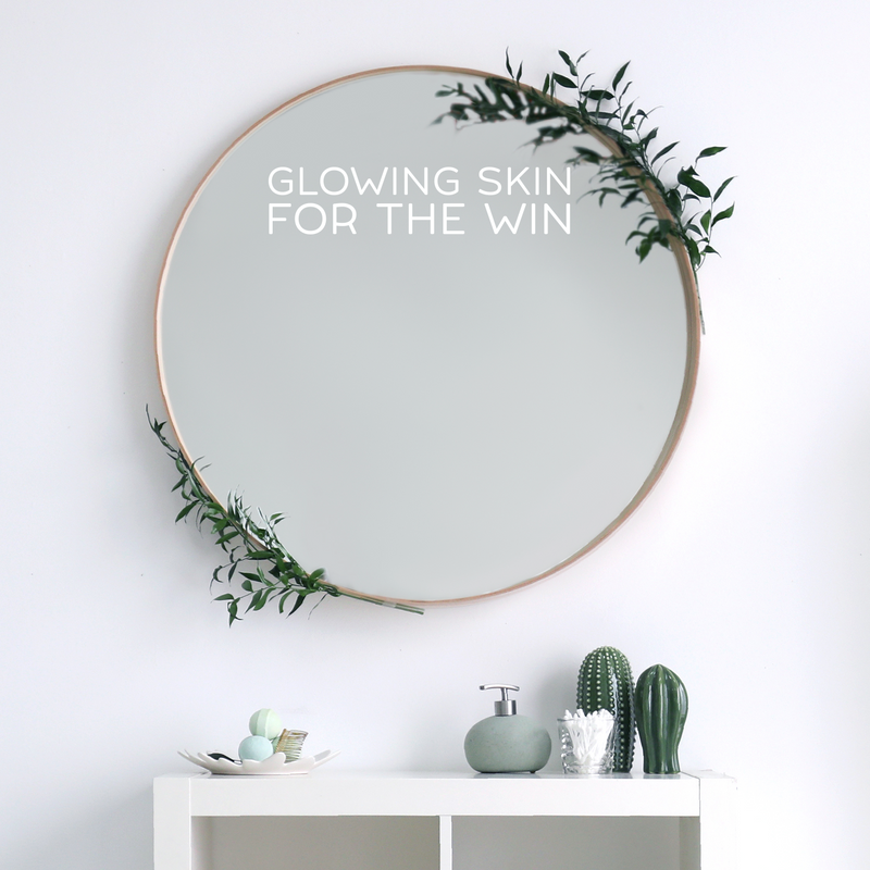 Vinyl Wall Art Decal - Glowing Skin For The Win - 4.5" x 20" - Trendy Cute Skincare Motivational Selfcare Quote Sticker For Bathroom Closet Bedroom Boutique Beauty Salon Office Decor 2