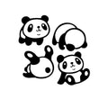 Set Of 4 Vinyl Wall Art Decal - Little Pandas - From Each - Super Cute Cool Adhesive Sticker Animal Design For Baby Kids Room Nursery Playroom Bedroom Bathroom Classroom Decor 1