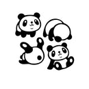 Set Of 4 Vinyl Wall Art Decal - Little Pandas - From 7" x 7" Each - Super Cute Cool Adhesive Sticker Animal Design For Baby Kids Room Nursery Playroom Bedroom Bathroom Classroom Decor 1