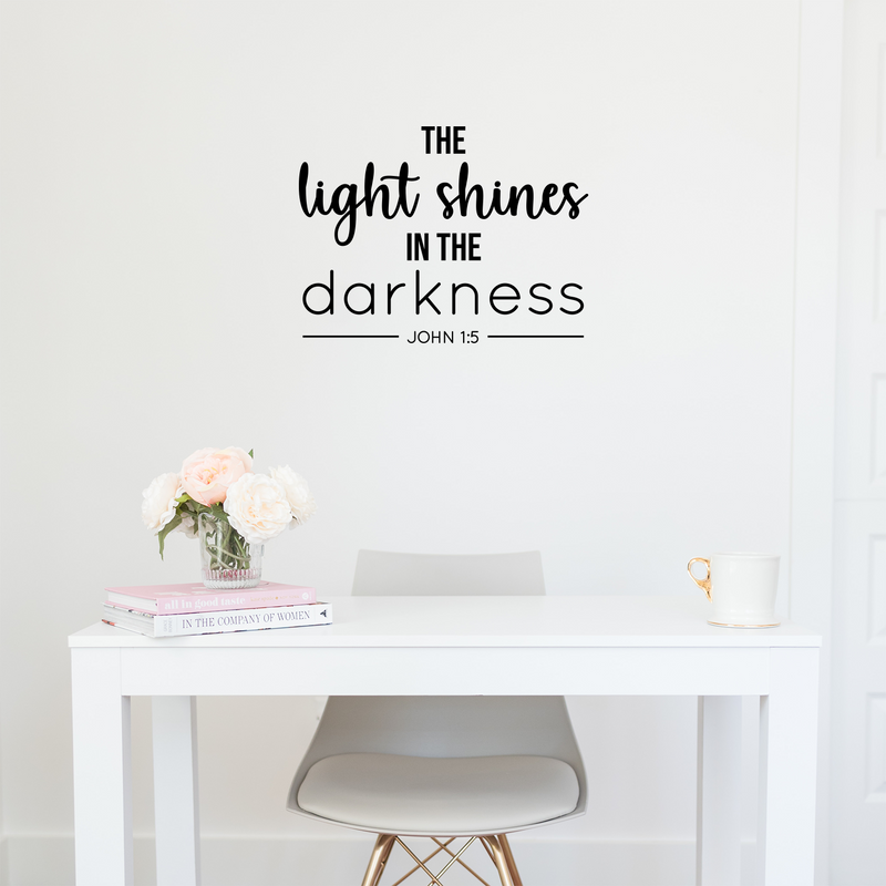 Vinyl Wall Art Decal - The Light Shines In The Darkness - John 1:5 -  17" x 22" - Cute Inspirational Religious Bible Verse Quote Sticker For Bedroom Closet Dining Room Office Church Decor 3