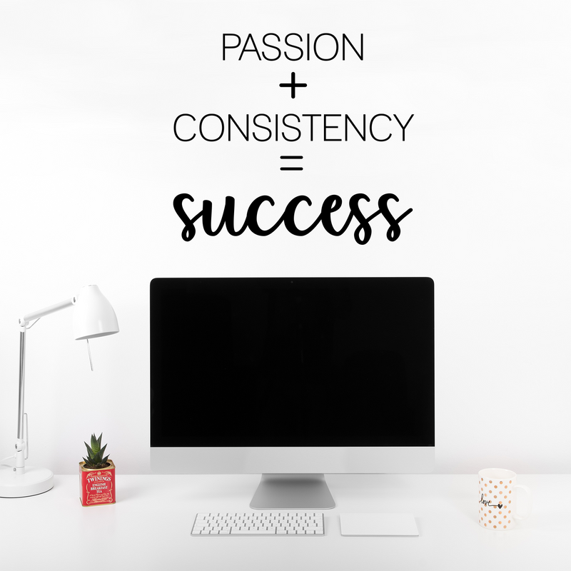 Vinyl Wall Art Decal - Passion + Consistency = Success - 18" x 20.5" - Trendy Positive Good Vibes Quote Sticker For Office Business Store Gym Fitness School Playroom Decor 2