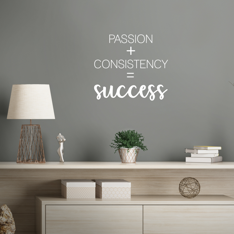 Vinyl Wall Art Decal - Passion + Consistency = Success - 18" x 20.5" - Trendy Positive Good Vibes Quote Sticker For Office Business Store Gym Fitness School Playroom Decor 2