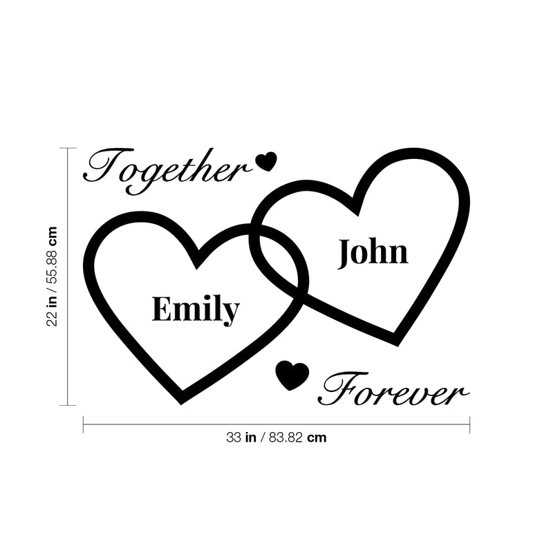 Vinyl Wall Art Decal - Custom Couples Names - 22" x 33" - Super Cute Together Forever Names Heart Shape Design Sticker For Couples & Family Love Bedroom Closet Bathroom Mirror Living Room Decor 4