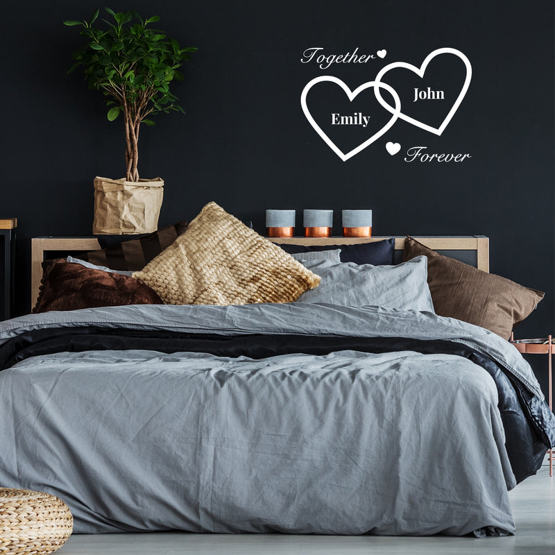 Vinyl Wall Art Decal - Custom Couples Names - Super Cute Together Forever Names Heart Shape Design Sticker For Couples & Family Love Bedroom Closet Bathroom Mirror Living Room Decor 5