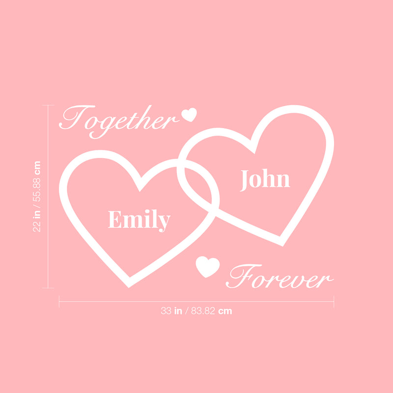 Vinyl Wall Art Decal - Custom Couples Names - 22" x 33" - Super Cute Together Forever Names Heart Shape Design Sticker For Couples & Family Love Bedroom Closet Bathroom Mirror Living Room Decor 4