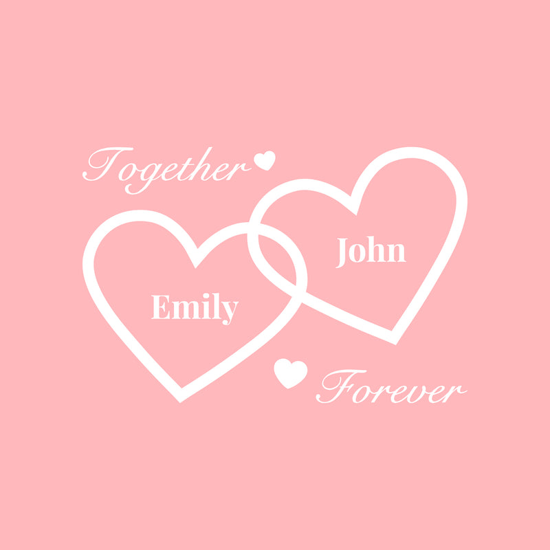 Vinyl Wall Art Decal - Custom Couples Names - 22" x 33" - Super Cute Together Forever Names Heart Shape Design Sticker For Couples & Family Love Bedroom Closet Bathroom Mirror Living Room Decor 1