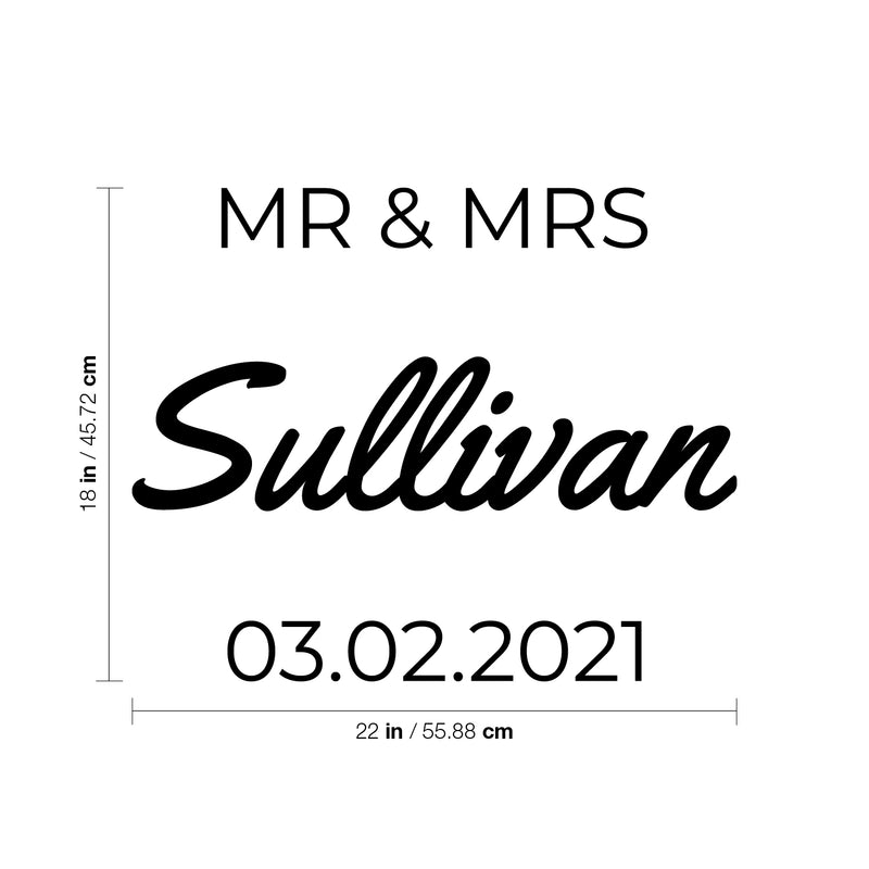 Vinyl Art Decal - Custom MR & MRS Last Name - Cute Elegant Personalized Wedding Greeting Couples Bride Groom Marriage Reception Hall Garden Buffett Entrance Decor 4