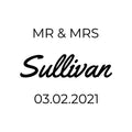 Vinyl Art Decal - Custom MR & MRS Last Name - Cute Elegant Personalized Wedding Greeting Couples Bride Groom Marriage Reception Hall Garden Buffett Entrance Decor 1