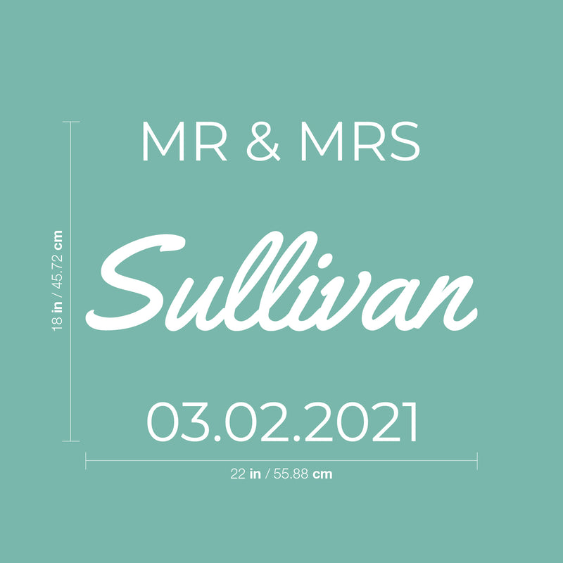 Vinyl Art Decal - Custom MR & MRS Last Name - 18" x 22" - Cute Elegant Personalized Wedding Greeting Couples Bride Groom Marriage Reception Hall Garden Buffett Entrance Decor 4