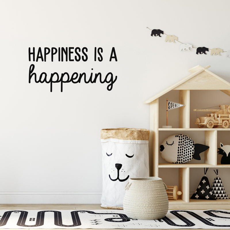 Vinyl Wall Art Decal - Happiness Is Happening - Inspirational Cute Charming Positive Quote Sticker For Kids Room Playroom Nursery Classroom Office Coffee Shop Decor 3