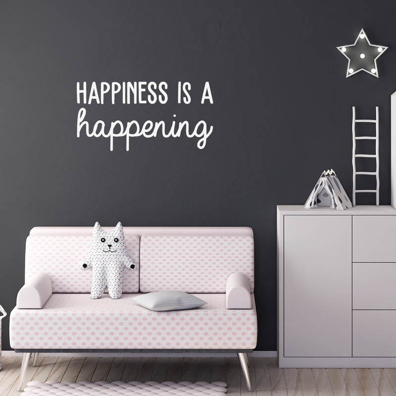 Vinyl Wall Art Decal - Happiness Is Happening - 15" x 30" - Inspirational Cute Charming Positive Quote Sticker For Kids Room Playroom Nursery Classroom Office Coffee Shop Decor 3