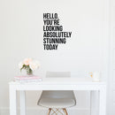 Vinyl Wall Art Decal - Hello. You're Looking Absolutely Stunning Today - 21.5" x 16.5" - Motivational Cute Girly Quote Sticker For Girls Room Bedroom Closet Bathroom Playroom Office School Decor 2