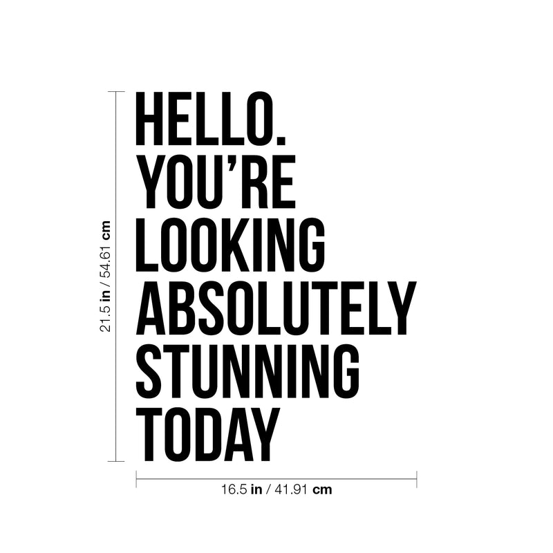 Vinyl Wall Art Decal - Hello. You're Looking Absolutely Stunning Today - 21.5" x 16.5" - Motivational Cute Girly Quote Sticker For Girls Room Bedroom Closet Bathroom Playroom Office School Decor 4