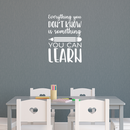 Vinyl Wall Art Decal - Everything You Don't Know Is Something You Can Learn - 20" x 14" - Inspirational Positive Quote Sticker For Classroom Kids Room Playroom Home School Office Store Decor 2