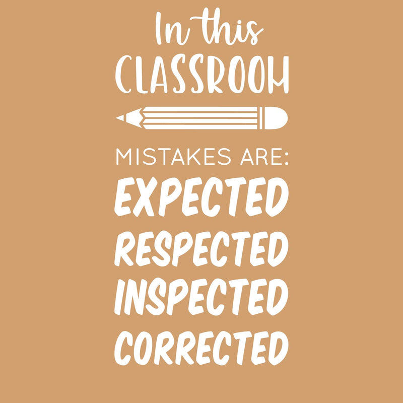 Vinyl Wall Art Decal - In This Classroom Mistakes Are: Expected; Respected; Inspected; Corrected - 23" x 11" - Cute Positive Quote Sticker For Classroom Kids Room Playroom Home School Office Decor 1