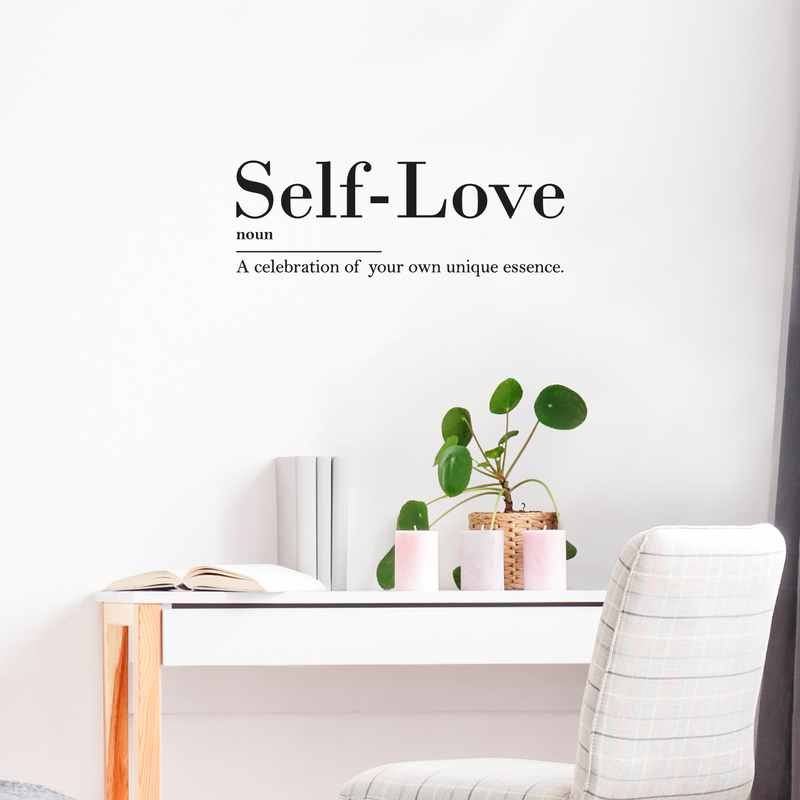 Vinyl Wall Art Decal - Self Love. A Celebration Of Your Own Unique Essence - 10" x 27" - Cute Inspirational Self Esteem Quote Sticker For Bedroom Closet Kids Room Playroom School Office Decor 2