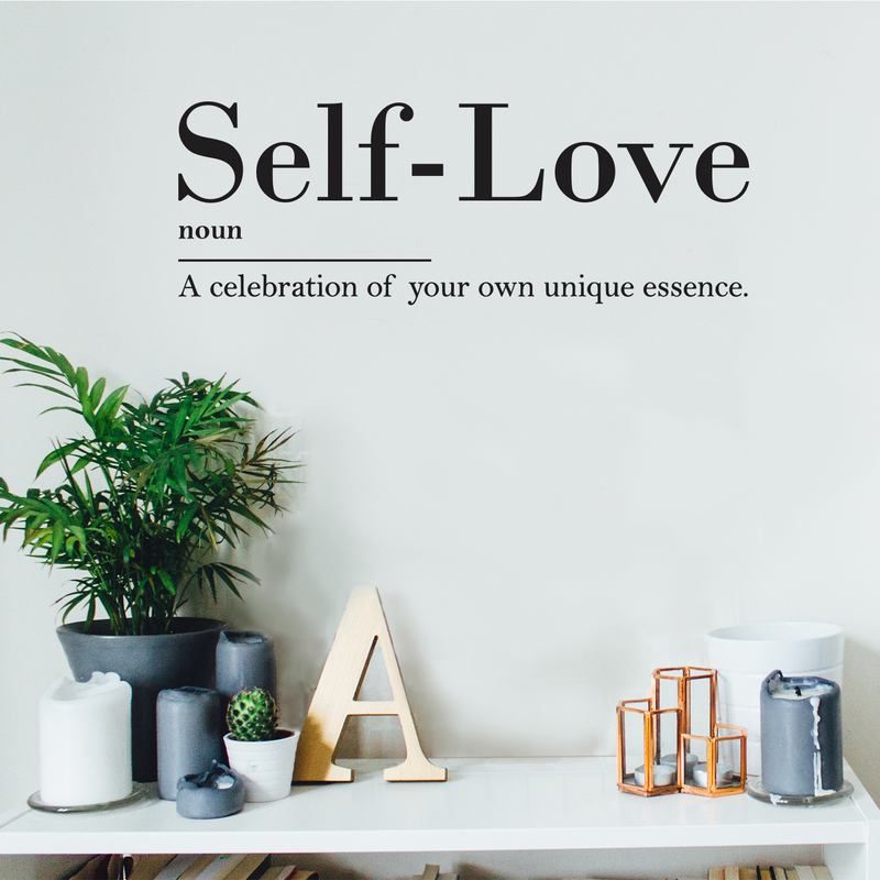 Vinyl Wall Art Decal - Self Love. A Celebration Of Your Own Unique Essence - 10" x 27" - Cute Inspirational Self Esteem Quote Sticker For Bedroom Closet Kids Room Playroom School Office Decor 3