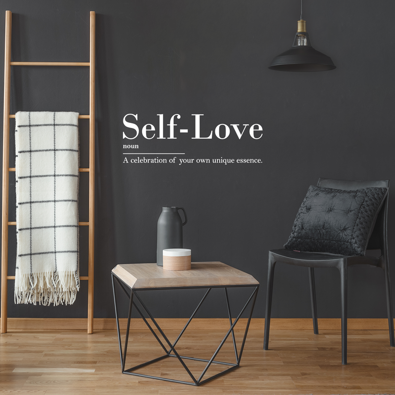 Vinyl Wall Art Decal - Self Love. A Celebration Of Your Own Unique Essence - 10" x 27" - Cute Inspirational Self Esteem Quote Sticker For Bedroom Closet Kids Room Playroom School Office Decor 2