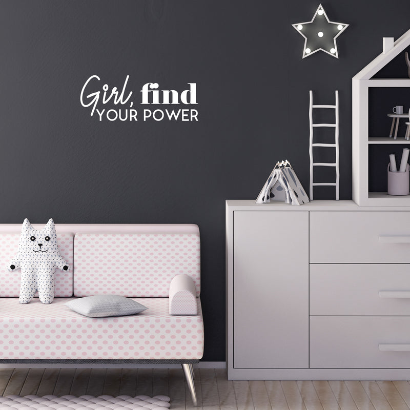 Vinyl Wall Art Decal - Girl; Find Your Power - 8.5" x 22" - Trendy Cute Motivational Positive Girly Quote Sticker For Bedroom Closet Boutique Beauty Salon Office Yoga Ballet School Feminine Decor 2