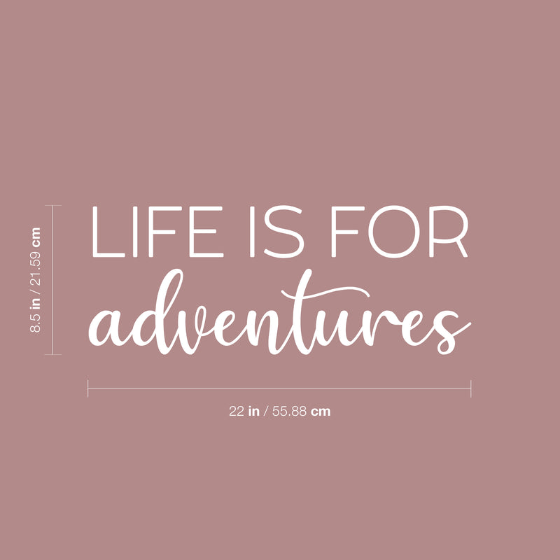 Vinyl Wall Art Decal - Life Is For Adventures - 8.5" x 22" - Trendy Cool Inspirational Good Vibes Quote Sticker For Travel Lovers Office Business Coffee Shop Store Travel Agency School Decor 4