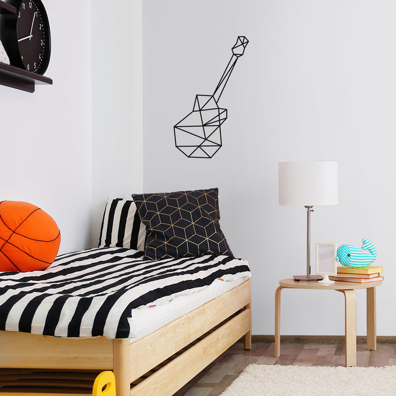 Vinyl Wall Art Decal - Geometric Guitar - 27" x 17" - Trendy Cool Fun Abstract Geometric Musical Instrument Design Shape Sticker For Bedroom Kids Room Playroom Nursery Daycare Classroom Office Decor 3