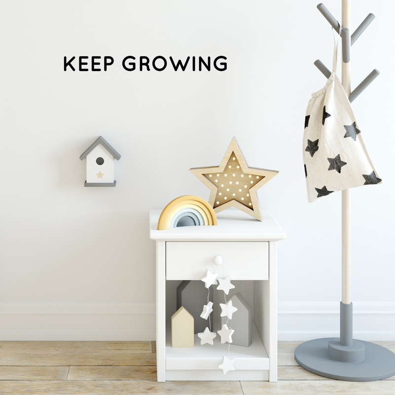 Vinyl Wall Art Decal - Keep Growing - Trendy Cute Motivational Positive Lifestyle Quote Sticker For Bedroom Closet Bathroom Kids Room Playroom School Office Business Coffee Shop Decor 2
