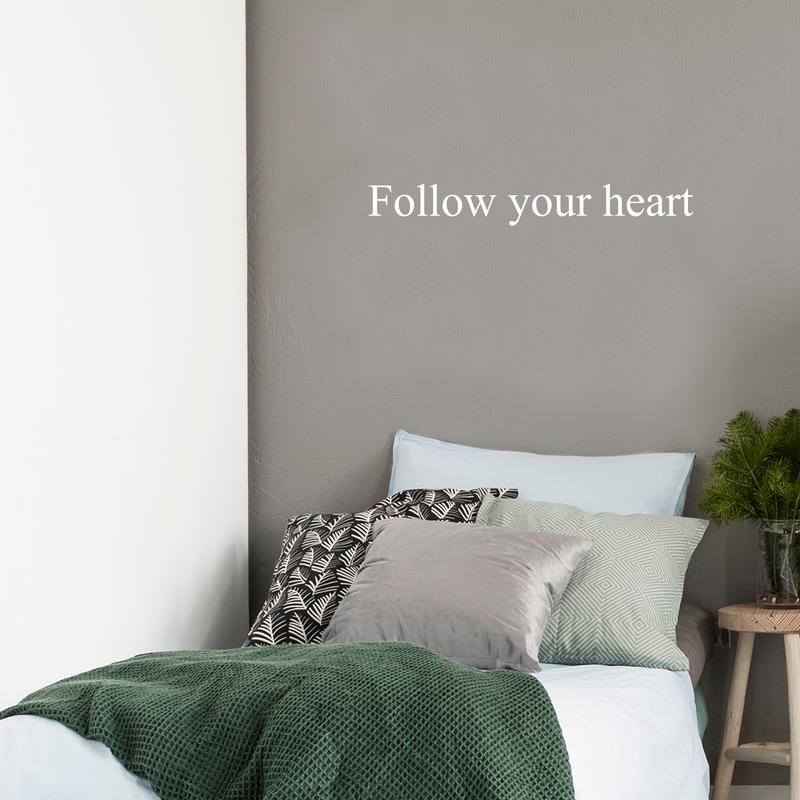 Vinyl Wall Art Decal - Follow Your Heart - 3" x 25" - Trendy Cute Positive Good Vibes Quote Sticker For Bedroom Closet Living Room Playroom Daycare School Office Coffee Shop Decor 2