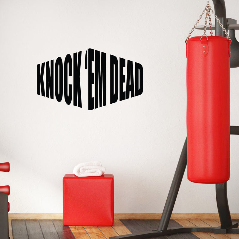 Vinyl Wall Art Decal - Knock 'em Dead - - Trendy Motivational Positive Lifestyle Shape Quote Sticker For Gym CrossFit Fitness Center Office Coffee Shop Decor 2