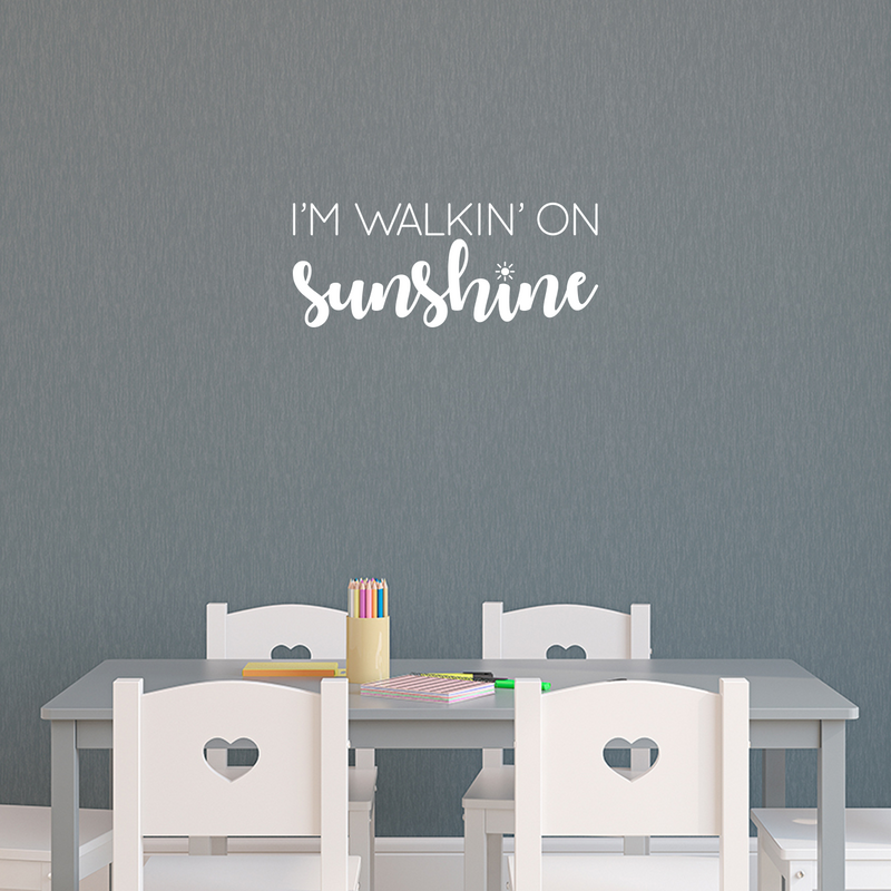 Vinyl Wall Art Decal - I'm Walkin' On Sunshine - 8" x 20" - Trendy Motivational Positive Cute Self Esteem Quote Sticker For Bedroom Bathroom Closet Boutique Office School Coffee Shop  Decor 2