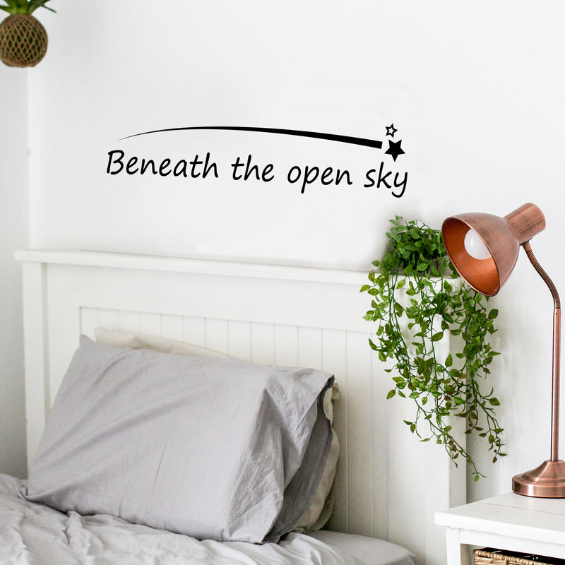 Vinyl Wall Art Decal - Beneath The Open Sky - 6.5" x 30" - Trendy Inspirational Cute Charming Shooting Star Design Shape Quote Sticker For Kids Room Playroom Nursery Daycare School Decor 2