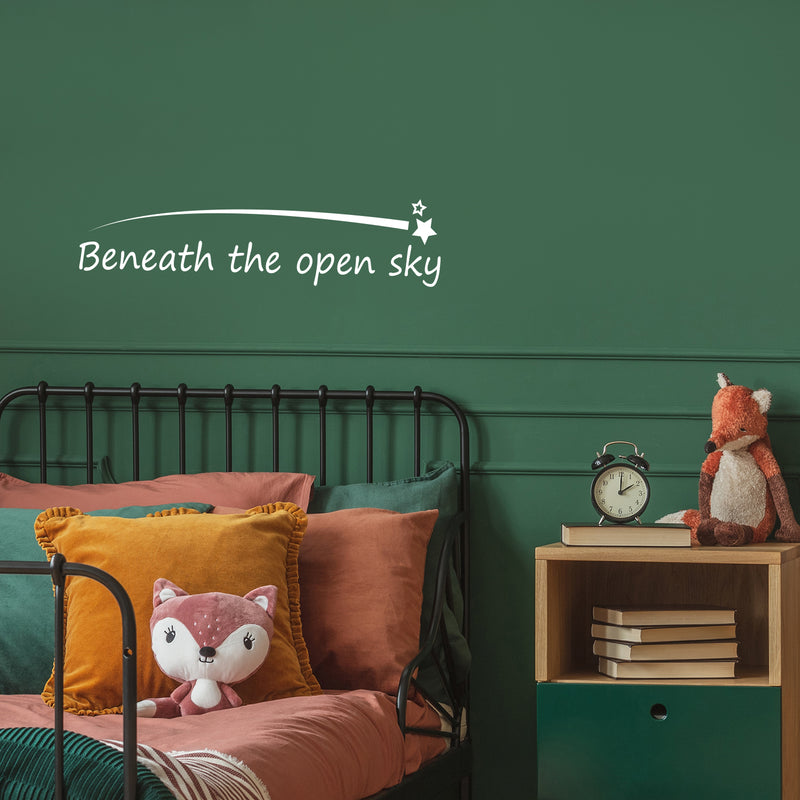 Vinyl Wall Art Decal - Beneath The Open Sky - 6.5" x 30" - Trendy Inspirational Cute Charming Shooting Star Design Shape Quote Sticker For Kids Room Playroom Nursery Daycare School Decor 2