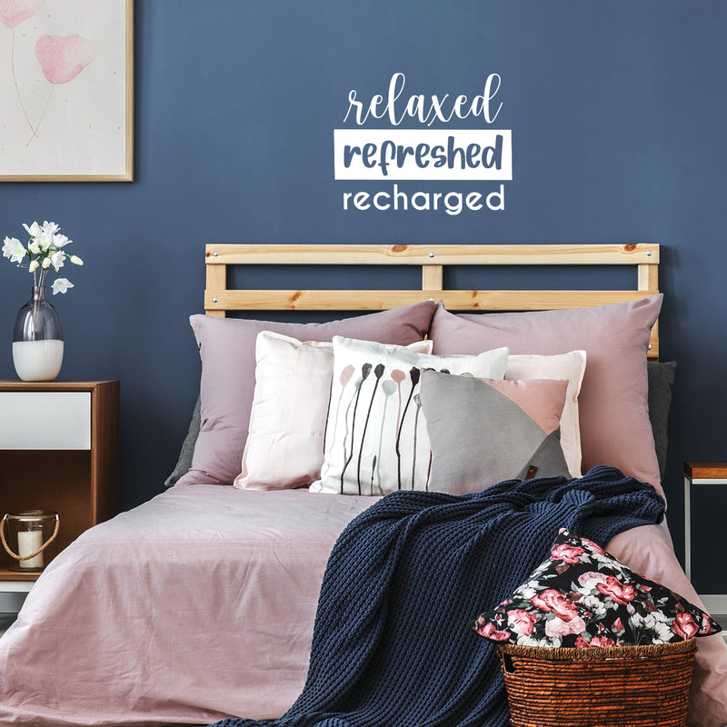 Vinyl Wall Art Decal - Relaxed Refreshed Recharged - 13. - Trendy Cute Motivational Selfcare Quote Sticker For Selfcare Bathroom Closet Mirror Boutique Beauty Salon Office Decor 5