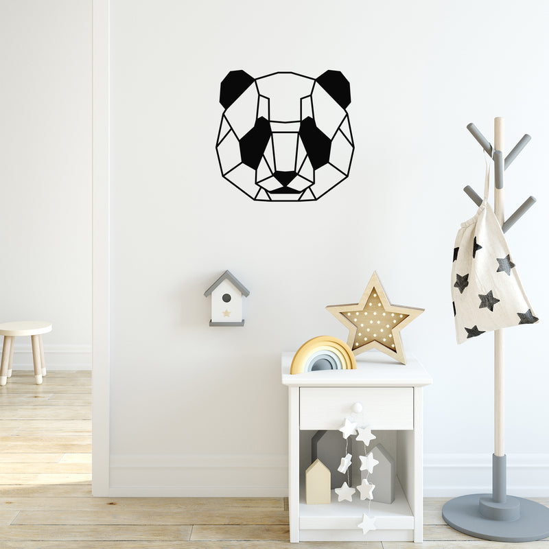 Vinyl Wall Art Decal - Geometric Panda Face - Trendy Cool Fun Abstract Panda Face Design Shape Sticker For Bedroom Kids Room Playroom Nursery Daycare Classroom Office Decor 2