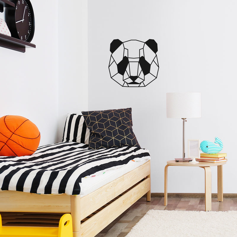 Vinyl Wall Art Decal - Geometric Panda Face  - 71" x 17" - Trendy Cool Fun Abstract Panda Face Design Shape Sticker For Bedroom Kids Room Playroom Nursery Daycare Classroom Office Decor 3