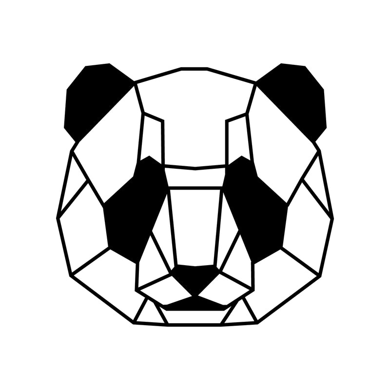 Vinyl Wall Art Decal - Geometric Panda Face  - 71" x 17" - Trendy Cool Fun Abstract Panda Face Design Shape Sticker For Bedroom Kids Room Playroom Nursery Daycare Classroom Office Decor 1
