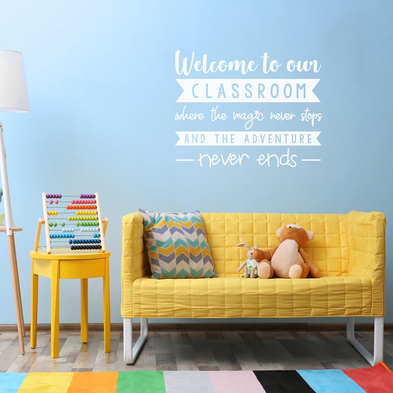 Vinyl Wall Art Decal - Welcome To Our Classroom Where - 16.5" x 20" - Trendy Positive Inspirational Educational Quote Sticker For Kids Room Playroom Daycare School Classroom Library Decor 2