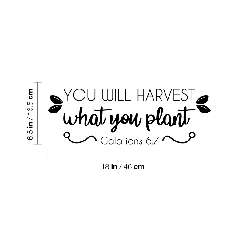 Vinyl Wall Art Decal - You Will Harvest What You Plant - Galatians 6:7 - 6" x 18" - Cute Inspirational Religious Bible Verse Quote Sticker For Bedroom Closet Dining Room Office Church Decor 4