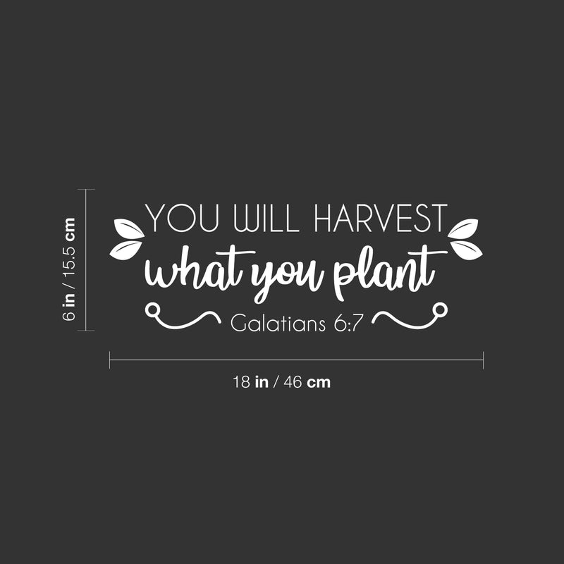 Vinyl Wall Art Decal - You Will Harvest What You Plant - Galatians 6:7 - 6" x 18" - Cute Inspirational Religious Bible Verse Quote Sticker For Bedroom Closet Dining Room Office Church Decor 4